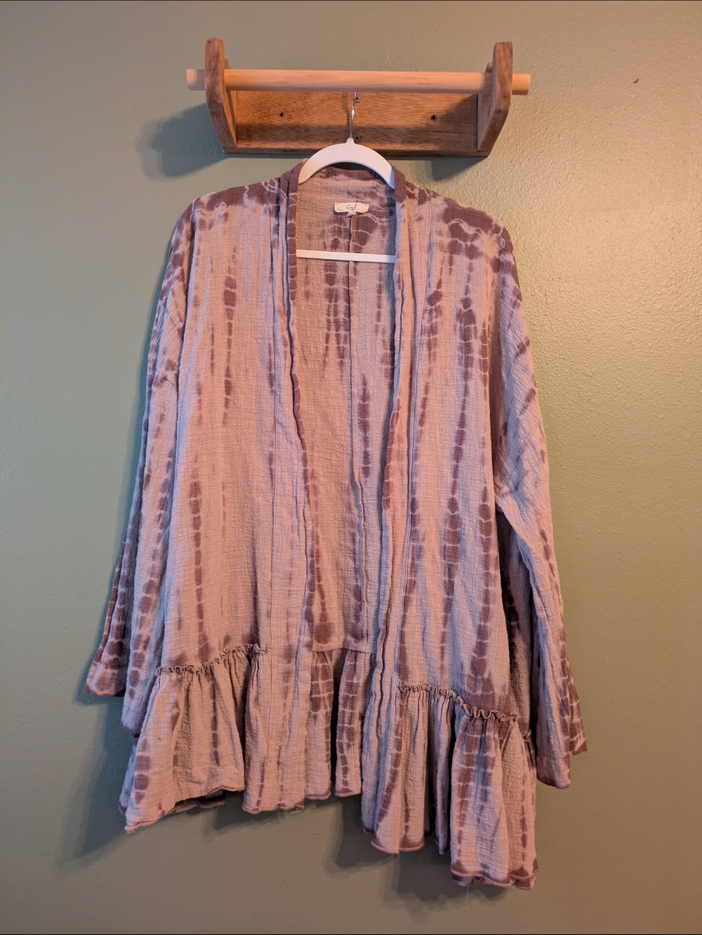 easel Lavender Tie-Dye Open Cardigan